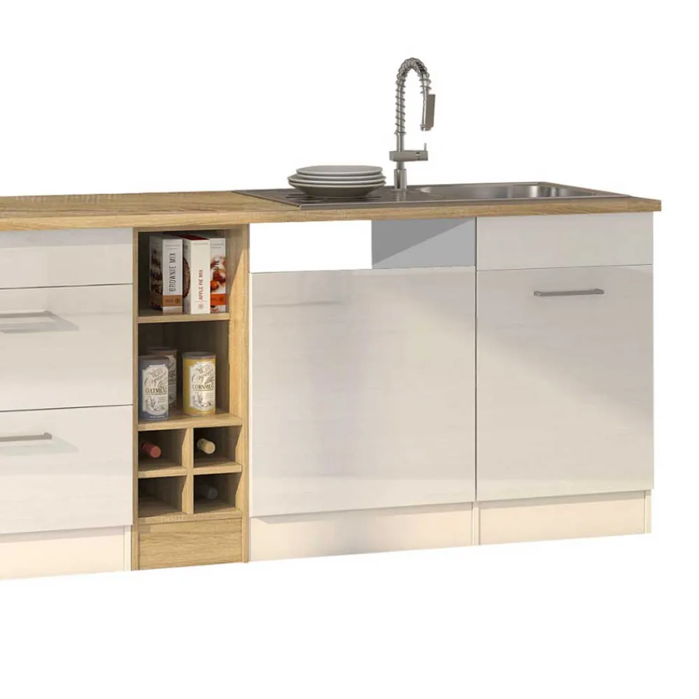 Wohnen Hochglanz Küchenmöbel in Weiß - Cuneo (zehnteilig)