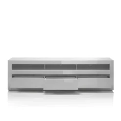 Wohnen Hochglanz Lowboard fürs TV in Weiß Mextra mit 3 Schubladen