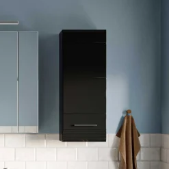 Wohnen Hochglanz Oberschrank fürs Bad in Schwarz - Culina