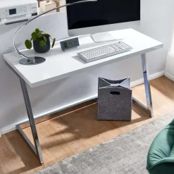 Wohnen Hochglanz Schreibtisch in Weiß - Toulon