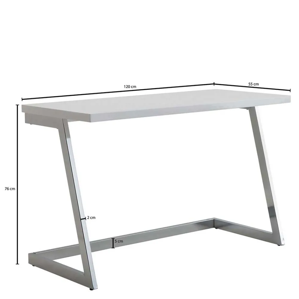 Wohnen Hochglanz Schreibtisch in Weiß - Toulon