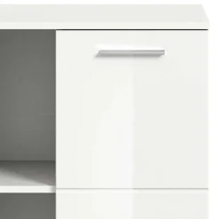 Wohnen Schuhschränke*Hochglanz Schuhkommode in Weiß - 2 Fächer & Tür - Rugova