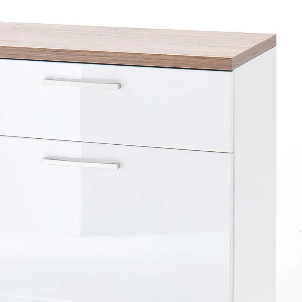 Wohnen Hochglanz Sideboard in Weiß - Icadro