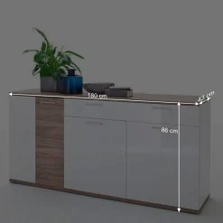 Wohnen Hochglanz Sideboard in Weiß - Icadro