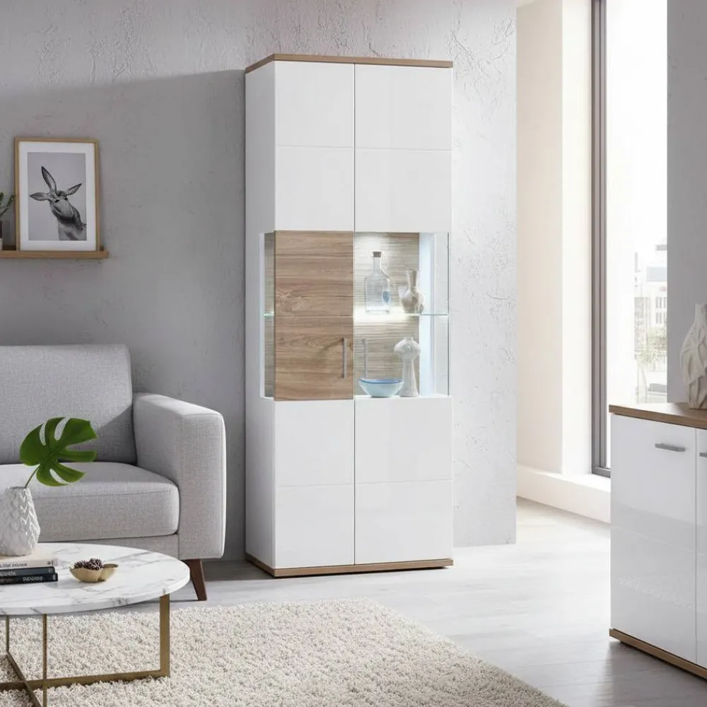 Wohnen Wohnzimmerschränke|Schränke*Hochglanz Vitrine in Weiß - Icadro