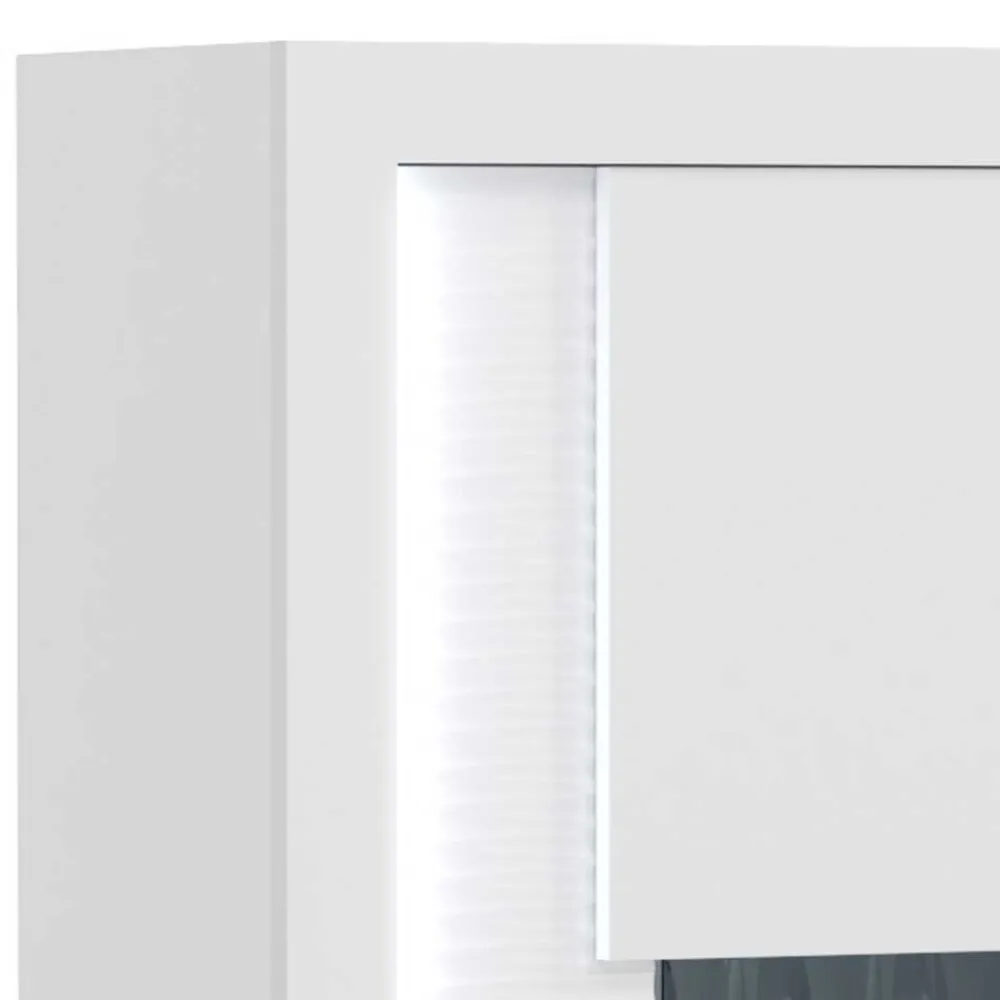 Wohnen Hochglanz Vitrine mit LED in Weiß - Gomata