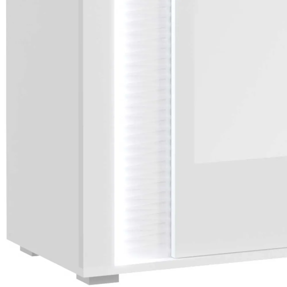 Wohnen Hochglanz Vitrine mit LED in Weiß - Gomata