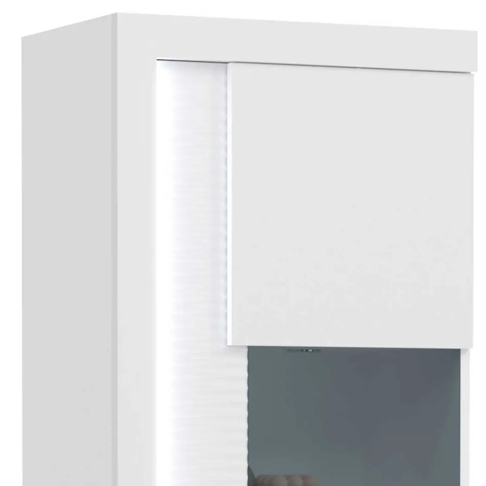 Wohnen Hochglanz Vitrine mit Licht in Weiß - Gomata