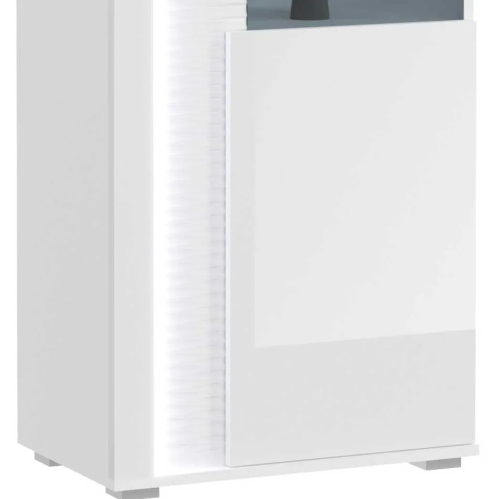 Wohnen Hochglanz Vitrine mit Licht in Weiß - Gomata