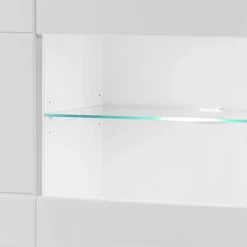 Wohnen Hochglanz Vitrinenschrank in Weiß & Glas Yulis 3-türig