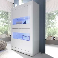 Wohnen Hochglanz Vitrinenschrank in Weiß - Sogno