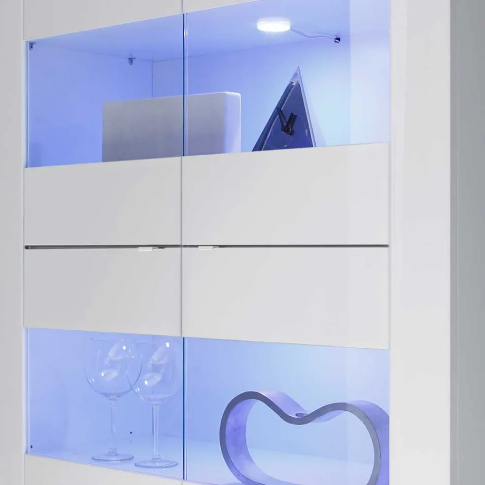 Wohnen Hochglanz Vitrinenschrank in Weiß - Sogno