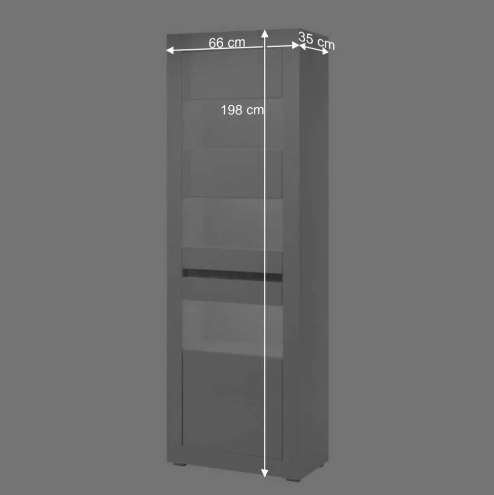 Wohnen Hochglanz Wohnkombination in Weiß Mextra mit Beton Dekor & Glas (vierteilig)