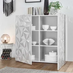 Wohnen Wohnzimmer Komplett*Hochglanz Wohnmöbel in Weiß - Vovasoma (dreiteilig)