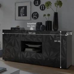 Wohnen Hochglanz Wohnzimmermöbel in Grau - Kuriasna (dreiteilig)