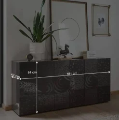 Wohnen Wohnzimmerschränke*Hochglanz Wohnzimmermöbel in Anthrazit - Ipatal (dreiteilig)