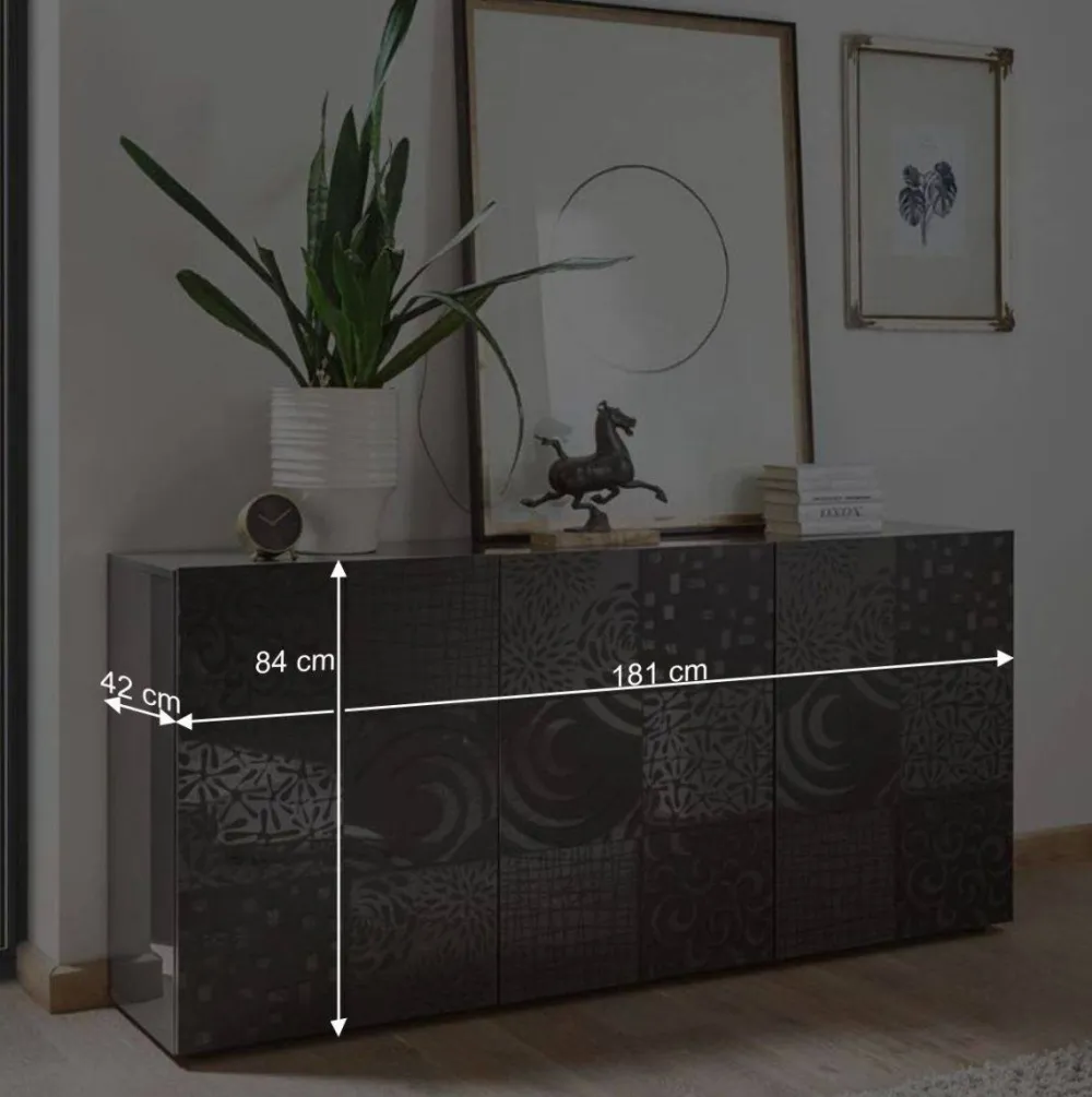 Wohnen Wohnzimmerschränke*Hochglanz Wohnzimmermöbel in Anthrazit - Ipatal (dreiteilig)