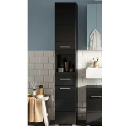 Wohnen Hochglänzender Bad Hochschrank in Schwarz - Culina