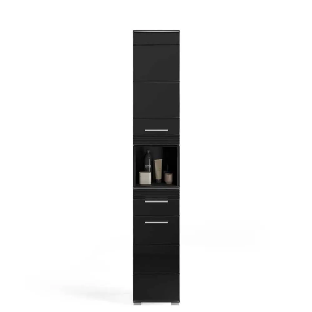 Wohnen Hochglänzender Bad Hochschrank in Schwarz - Culina
