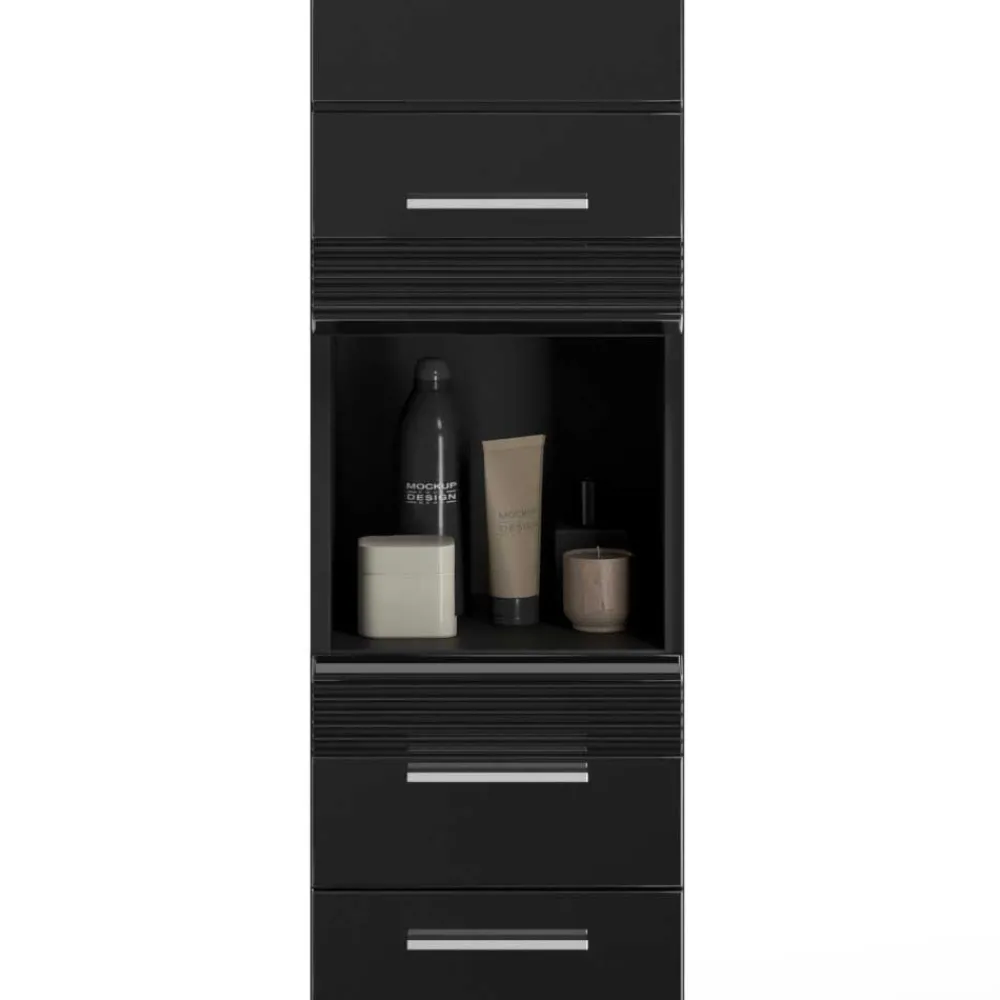 Wohnen Hochglänzender Bad Hochschrank in Schwarz - Culina