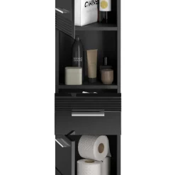 Wohnen Hochglänzender Bad Hochschrank in Schwarz - Culina