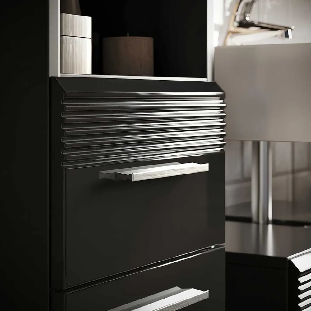 Wohnen Hochglänzender Bad Hochschrank in Schwarz - Culina