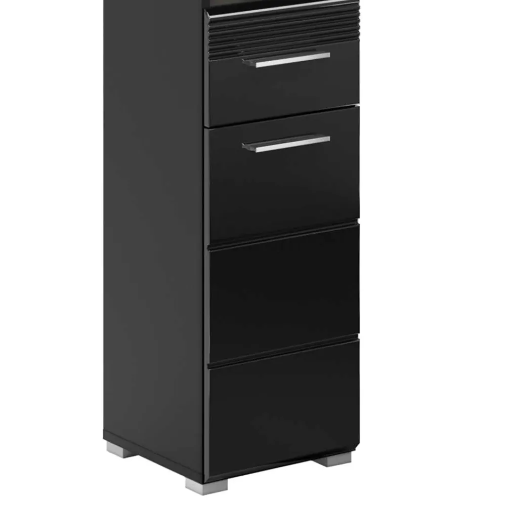 Wohnen Hochglänzender Bad Hochschrank in Schwarz - Culina