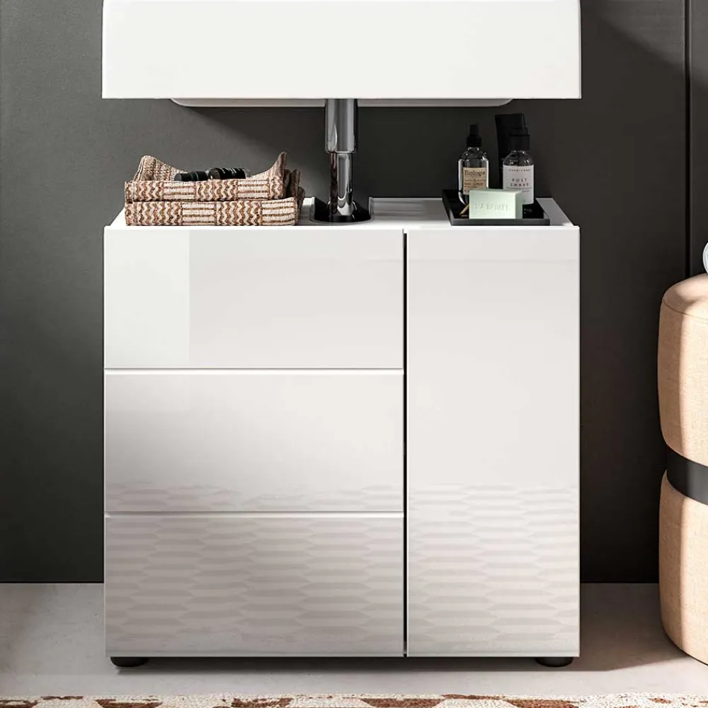 Wohnen Badschränke|Waschtisch*Hochglänzender Waschbeckenunterschrank in Weiß - Vitablos