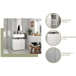 Wohnen Badschränke|Waschtisch*Hochglänzender Waschbeckenunterschrank in Weiß - Vitablos