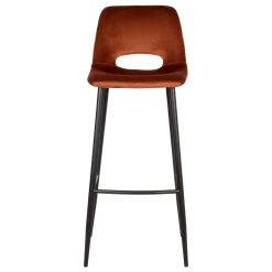 Wohnen Barhocker|Hocker*Hochhocker in Rostfarben Braun Samt - Zykla (2er Set)