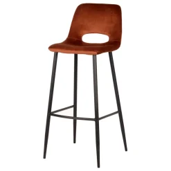 Wohnen Barhocker|Hocker*Hochhocker in Rostfarben Braun Samt - Zykla (2er Set)