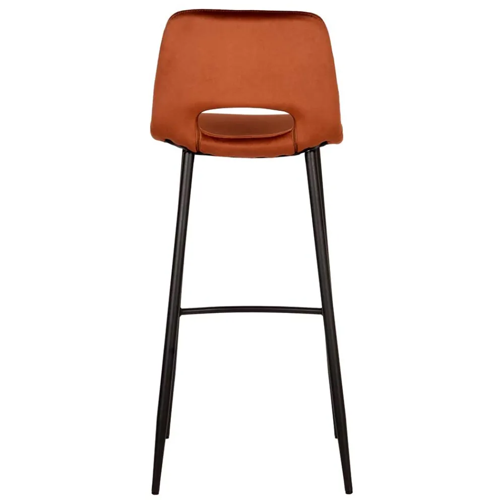 Wohnen Barhocker|Hocker*Hochhocker in Rostfarben Braun Samt - Zykla (2er Set)