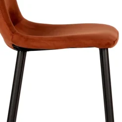 Wohnen Barhocker|Hocker*Hochhocker in Rostfarben Braun Samt - Zykla (2er Set)