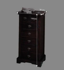 Wohnen Flurkommoden|Kolonialmöbel*Hochkommode Islando aus Akazie Massivholz