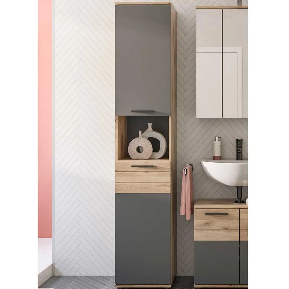 Wohnen Hochschrank fürs Bad - 2-türig & Fach & Schublade - Depart