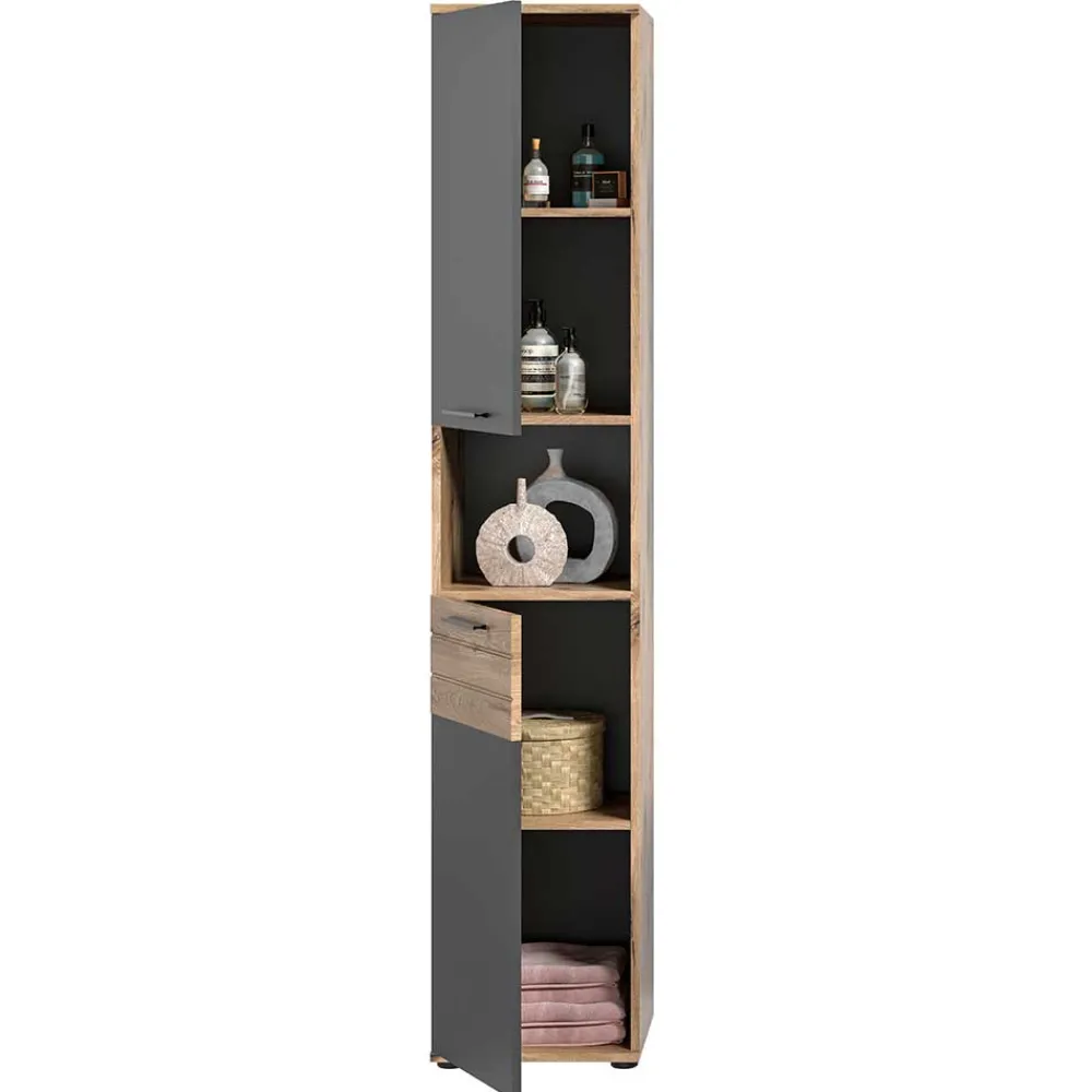 Wohnen Hochschrank fürs Bad - 2-türig & Fach & Schublade - Depart
