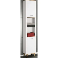 Wohnen Hochschrank fürs Badezimmer in Weiß & Honig Wildeiche - Luzern