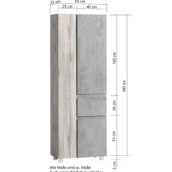 Wohnen Schränke*Hochschrank mit drei Türen mit Schublade - Jambi