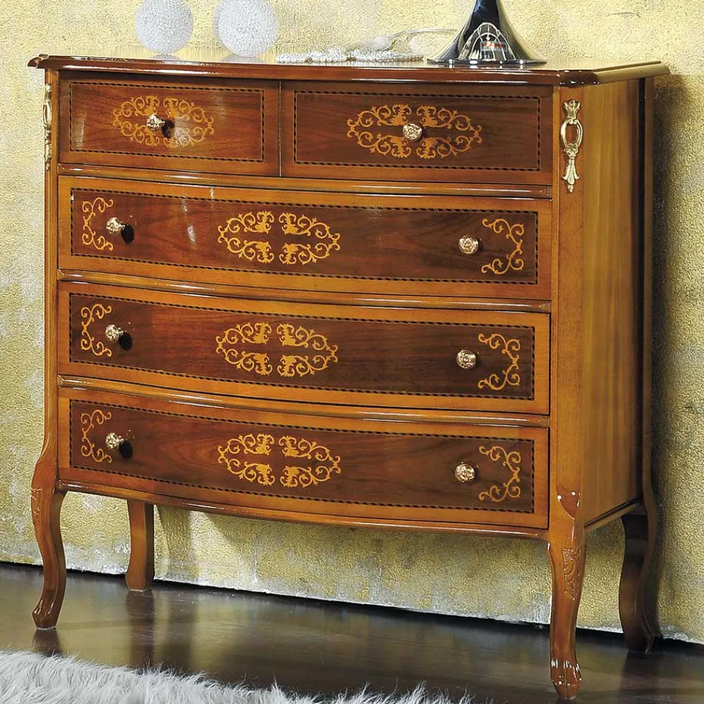 Wohnen Hochwertige Kommode im Barock Stil Natale in Nussbaum Braun