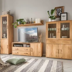 Wohnen Wohnzimmer Komplett*Hochwertige Wohnzimmer Möbel in Eiche - Teano (vierteilig)