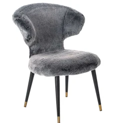 Wohnen Hochwertiger Design Stuhl aus Kunstfell in Grau - Zarodrana