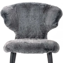 Wohnen Hochwertiger Design Stuhl aus Kunstfell in Grau - Zarodrana