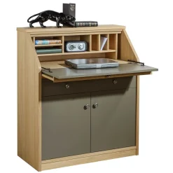 Wohnen Hochwertiger Schreibschrank in Beigegrau & Eiche - Liaria