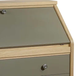 Wohnen Hochwertiger Schreibschrank in Beigegrau & Eiche - Liaria