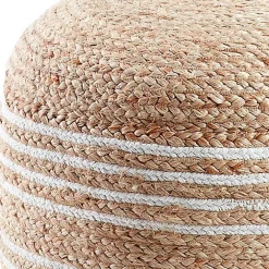 Wohnen Rattanmöbel*Hocker aus Jute Geflecht in Natur & Weiß - Bondio