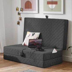 Wohnen Hocker Faltmatratze in Anthrazit Webstoff - Indyron