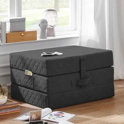 Wohnen Hocker Faltmatratze in Anthrazit Webstoff - Indyron