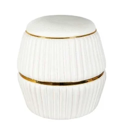Wohnen Hocker in Cremeweiß mit Gold - Josue
