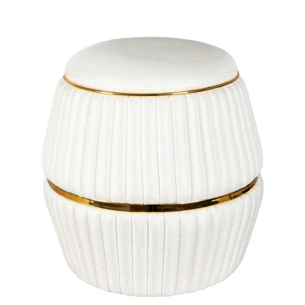 Wohnen Hocker in Cremeweiß mit Gold - Josue