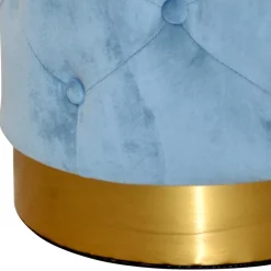 Wohnen Hocker in Hellblau Samt & Gold - Santjana